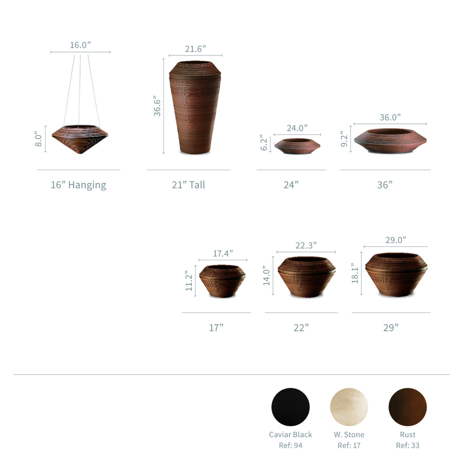 Daniel family of planters specifications