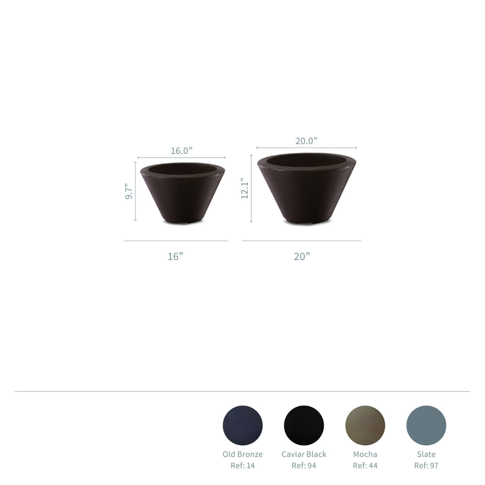 Gramercy Round planters specifications